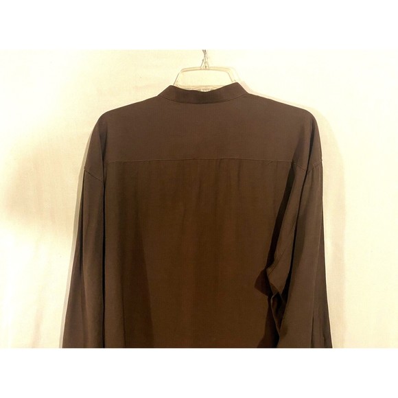 Brian Brothers Collection Mens Shirt L 16- 16.5 Brown Long Sleeves Banded VTG - Picture 10 of 12